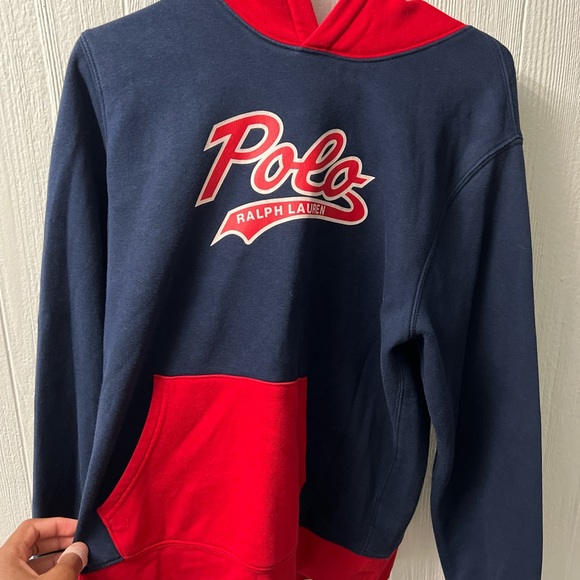 Polo by Ralph Lauren Men's Blue and Red Hoodie